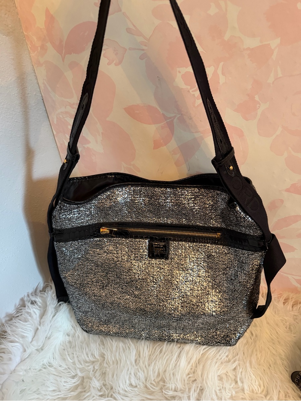 Tom Ford Metallic Silver Shoulder/Crossbody Bag